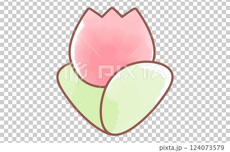 Cute watercolor illustration of round tulips 124073579