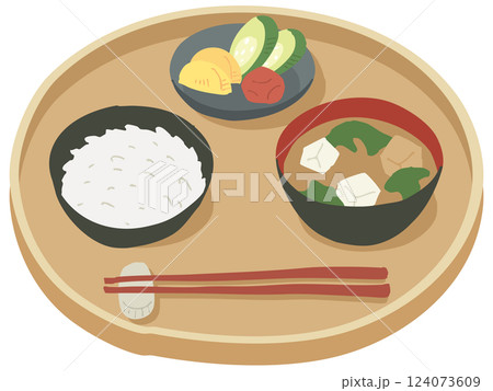 一汁一菜／白米バージョン（お盆あり） 124073609