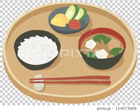 一汁一菜／白米バージョン（お盆あり） 124073609