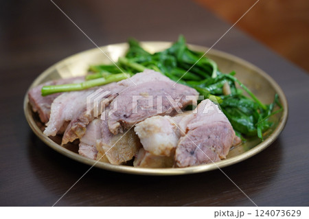 Korean style Boiled Pork Slices 124073629