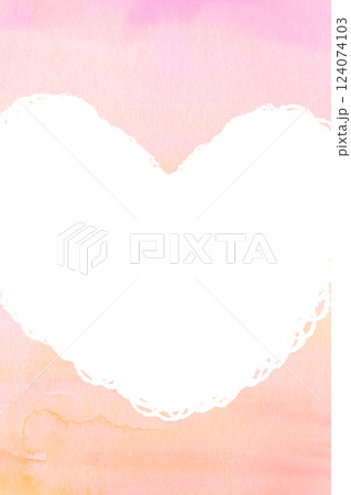 ピンクのハートの水彩風背景素材 124074103