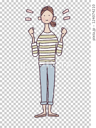 一個女人做膽量姿勢的插圖 124074210