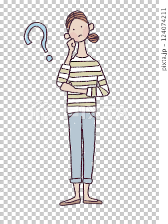 Illustration of a woman in doubt Illustration of a woman in doubt 124074211