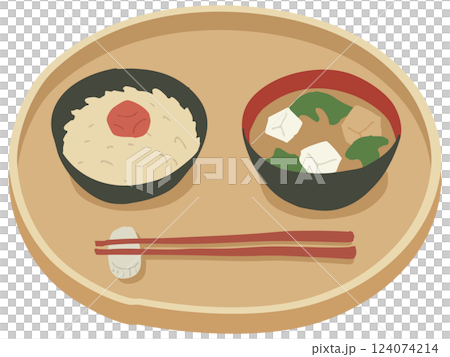 玄米ご飯とみそ汁＋梅干し（お盆あり） 124074214