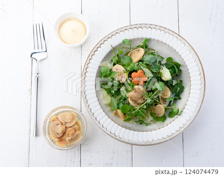 クレソンとマッシュルームのおしゃれなサラダ クレソンとマッシュルームのおしゃれなサラダ 124074479