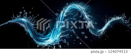 青い水が渦巻く抽象的な背景 青い水が渦巻く抽象的な背景 124074513