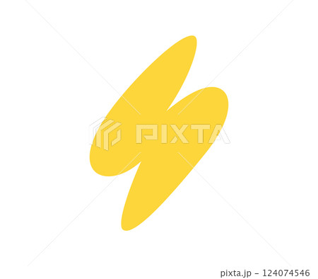 Cute doodle lightning silhouette shape. Journal bullet sticker. Diary planner sign. Hand drawn organic blob. Doodle yellow lightning icon. Vector illustration isolated on white background Cute doodle lightning silhouette shape. Journal bullet sticker. Diary planner sign. Hand drawn organic blob. Doodle yellow lightning icon. Vector illustration isolated on white background 124074546