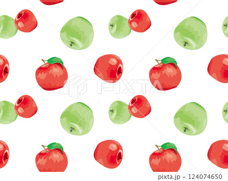 リアルテイストなリンゴのシームレスパターン 124074650