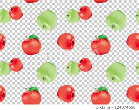 リアルテイストなリンゴのシームレスパターン 124074650