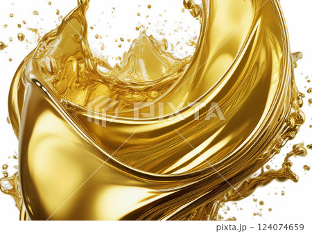 金色に輝く抽象的な金の波の3dイラスト 124074659