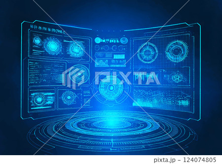 IT、テクノロジー、先進的イメージ青い背景（生成AI） 124074805