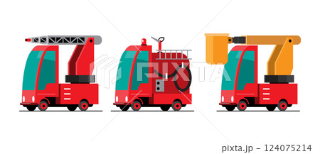 Set of Emergency and Public Service Vehicles Vector Illustration 124075214