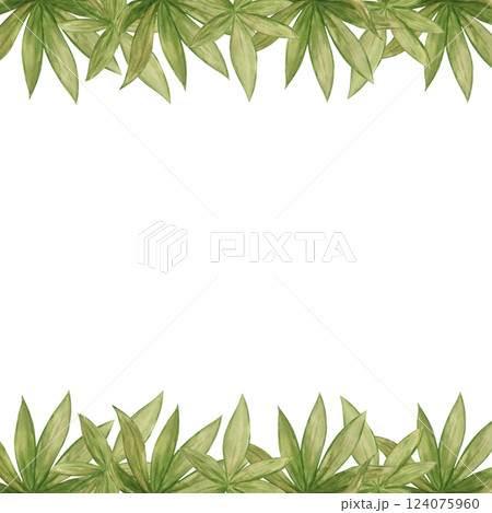 border-frame leaf primrose in watercolor 124075960