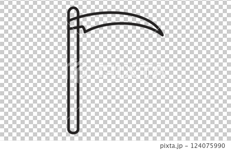 A simple line icon of a sickle. A tool used for farming and harvesting. A simple line icon of a sickle. A tool used for farming and harvesting. 124075990
