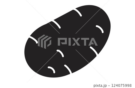 ジャガイモのシンプルな線画アイコン 野菜のモノクロイラスト 124075998