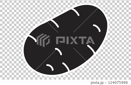 ジャガイモのシンプルな線画アイコン 野菜のモノクロイラスト 124075998