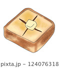 厚切りトーストにバターを塗ったイラスト 124076318