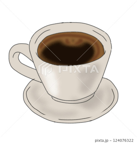 上から見た白カップに入ったブラックコーヒー 124076322