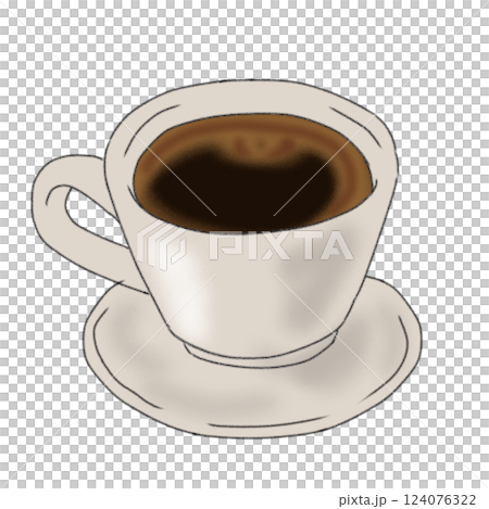 Black coffee in a white cup viewed from above 124076322