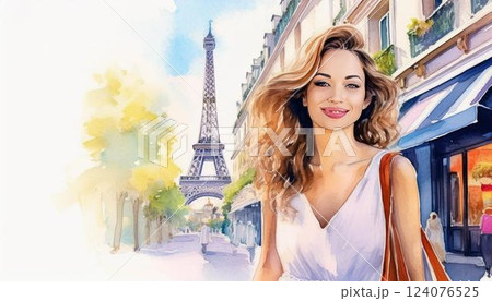 海外旅行を楽しむ女性 124076525