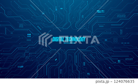 Tech background. Circuit board with chip, semiconductor, and processor 124076635