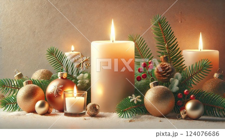 クリスマスキャンドルの温かな灯り 124076686
