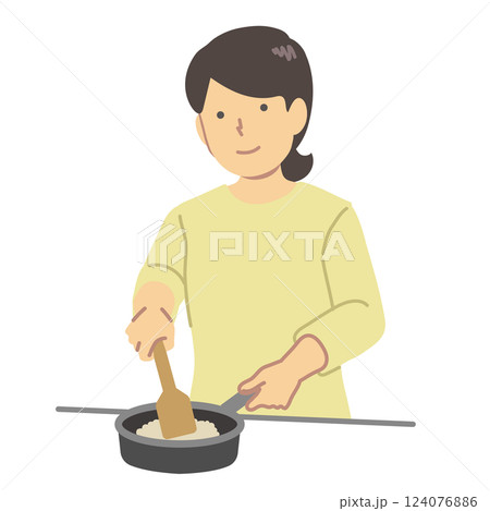 料理をする女性イラスト 料理をする女性イラスト 124076886