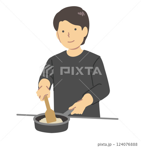 料理をする男性イラスト 124076888