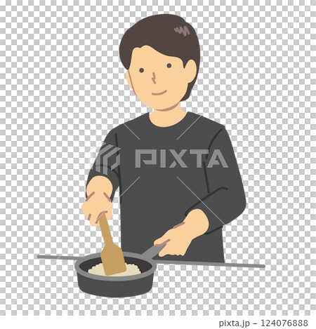 一位男士做菜的插圖 124076888