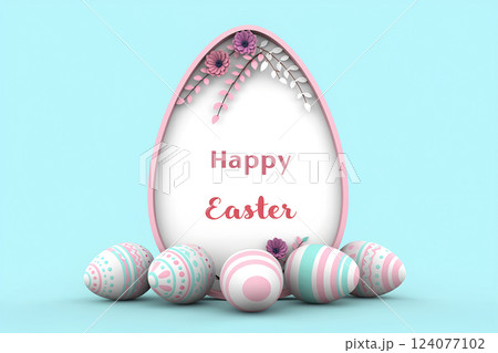 Happy Easter pastel colored with eggs Happy Easter pastel colored with eggs 124077102