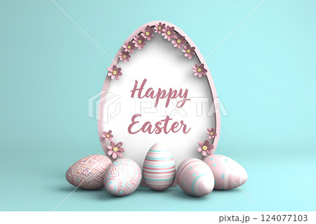 Happy Easter pastel colored with eggs Happy Easter pastel colored with eggs 124077103