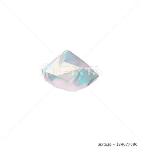 Realistic diamond 3D vector icon, gem stone with pearl shine and sparkle effect, dazzling crystal glass jewelry isolated 124077390