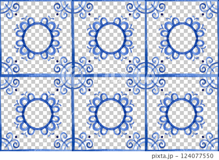 watercolor seamless pattern with tiles with blue patterns watercolor seamless pattern with tiles with blue patterns 124077550