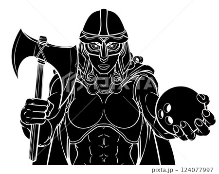Viking Trojan Celtic Knight Bowling Warrior Woman 124077997