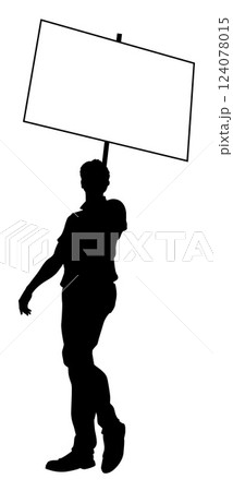 Protest Rally March Picket Sign Silhouette Person Protest Rally March Picket Sign Silhouette Person 124078015