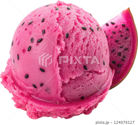 A Delightful Scoop of Vibrant Dragon Fruit Sorbet A Refreshing Frozen Treat 124078127