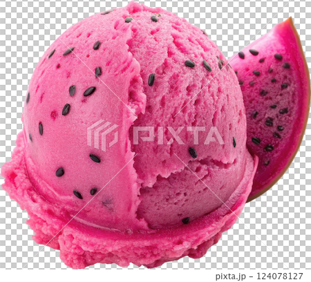A Delightful Scoop of Vibrant Dragon Fruit Sorbet A Refreshing Frozen Treat 124078127