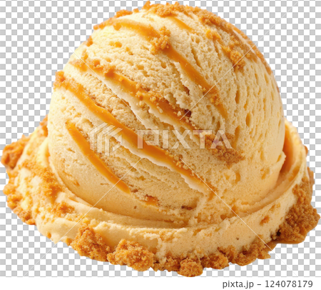 Tempting Scoop of Honey Ginger Ice Cream on a Cone 124078179