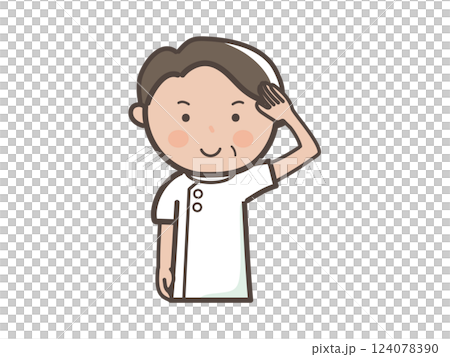 了解のポーズをする男性整体師(マッサージ師)の上半身イラスト 了解のポーズをする男性整体師(マッサージ師)の上半身イラスト 124078390