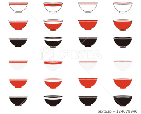 ラーメン丼のイラストセット ラーメン丼のイラストセット 124078940