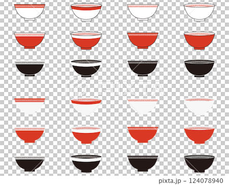 ラーメン丼のイラストセット ラーメン丼のイラストセット 124078940