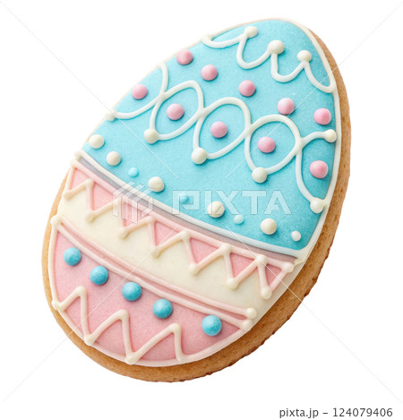 Beautifully Decorated Easter Sugar Cookie with Vibrant Colorful Icing and Sprinkles Beautifully Decorated Easter Sugar Cookie with Vibrant Colorful Icing and Sprinkles 124079406