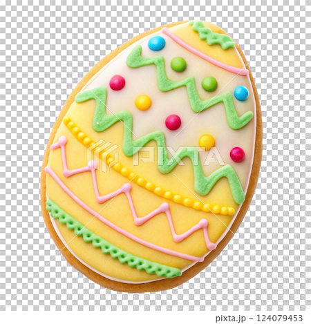 Elaborately Decorated Easter Sugar Cookie with Vibrant Sprinkles and Icing 124079453