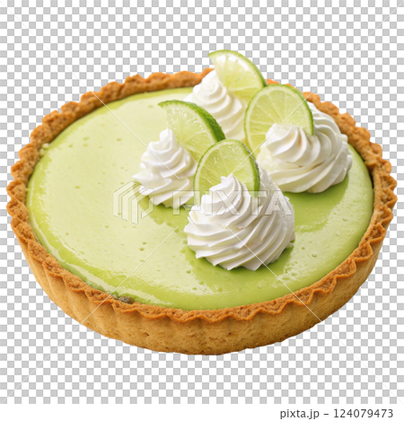 Tempting Key Lime Pie Tart with Whipped Cream Topping and Zesty Lime Slices Tempting Key Lime Pie Tart with Whipped Cream Topping and Zesty Lime Slices 124079473