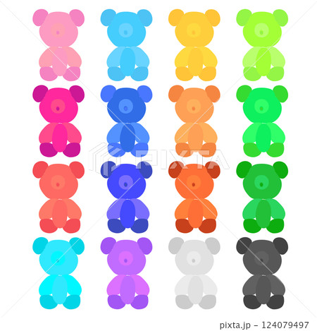 カラフルなバルーンアートのイラストセット くま 124079497