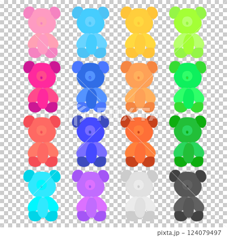 カラフルなバルーンアートのイラストセット くま 124079497