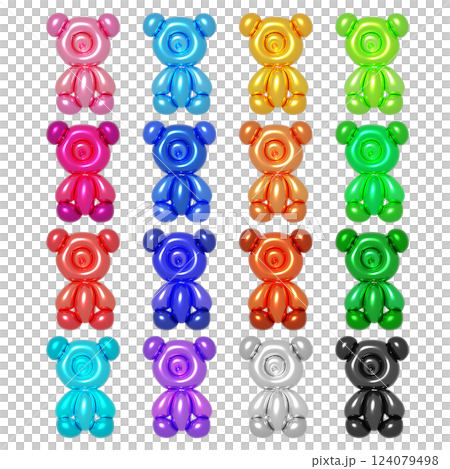 Colorful and realistic 3D balloon art illustration set: bear 124079498