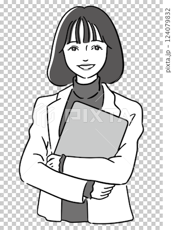 Smiling woman holding a laptop - Business, IT, career image (vector) Smiling woman holding a laptop - Business, IT, career image (vector) 124079832