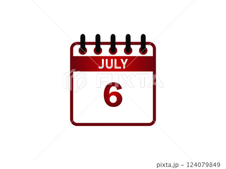 July 6 Calendar Icon July 6 Calendar Icon 124079849