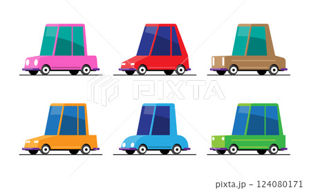 Set of Colorful Cartoon Cars Vehicles vector illustration Set of Colorful Cartoon Cars Vehicles vector illustration 124080171